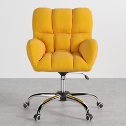 Modern Office Chair Upholstered Cotton & Linen Swivel Task Chair Height Adjustable - thumbnail 3
