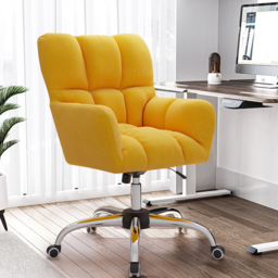Modern Office Chair Upholstered Cotton & Linen Swivel Task Chair Height Adjustable - thumbnail 1