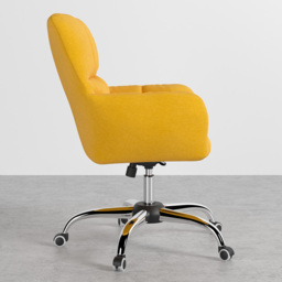 Modern Office Chair Upholstered Cotton & Linen Swivel Task Chair Height Adjustable - thumbnail 5