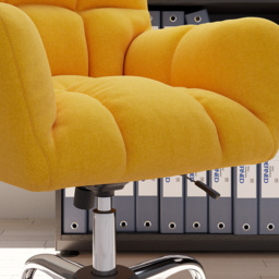 Modern Office Chair Upholstered Cotton & Linen Swivel Task Chair Height Adjustable - thumbnail 8