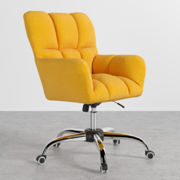 Modern Office Chair Upholstered Cotton & Linen Swivel Task Chair Height Adjustable - thumbnail 4