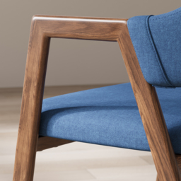 Blue Linen Upholstered 4-Piece Dining Chair Curved Back Chair - thumbnail 6