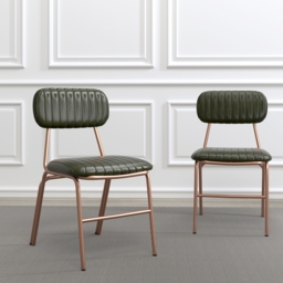 Faux Leather Dining Chairs with Upholstered & Metal Frame Modern Green Dining Room Chairs 8-Pieces - thumbnail 8