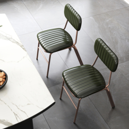 Faux Leather Dining Chairs with Upholstered & Metal Frame Modern Green Dining Room Chairs 8-Pieces - thumbnail 9