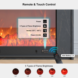 1800mm Modern Black Glass Electric Fireplace TV Stand with Remote Control Temperature Adjustable - thumbnail 6
