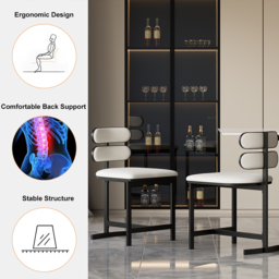 Dining Chairs Set of 6 Faux Leather Modern White Dining Room Chairs with Back Side - thumbnail 9