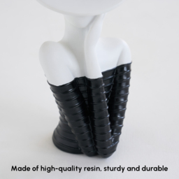 Sculptural Decorative Flower Arrangement, Resin Art Vase with 5-Head Artificial Roses - thumbnail 6