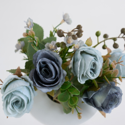Sculptural Decorative Flower Arrangement, Resin Art Vase with 5-Head Artificial Roses - thumbnail 8