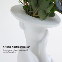 Sculptural Decorative Flower Arrangement, Resin Art Vase with 5-Head Artificial Roses - thumbnail 5
