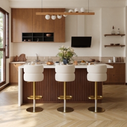 Modern 180 cm Matte Sintered Stone Kitchen Island with Storage, Walnut - thumbnail 3