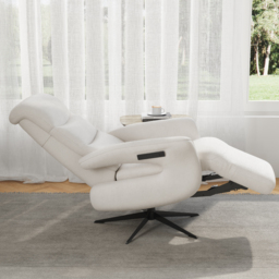 Modern Power Recliner White Chenille Velvet Accent Chair with 360° Swivel - thumbnail 5