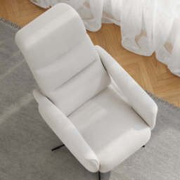 Modern Power Recliner White Chenille Velvet Accent Chair with 360° Swivel - thumbnail 8