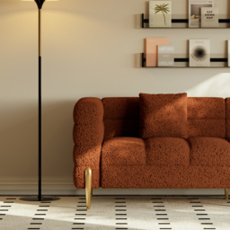 Homary 200 cm Modern Rust Boucle Upholstered Fluted 3-Seater Sofa for Living Room with Pillow - thumbnail 6