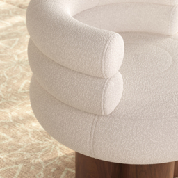 Swivel Solid Wood Base Accent Chair Boucle Armchair for Living Room in White - thumbnail 9