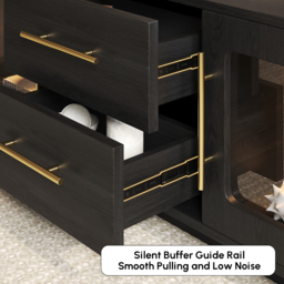 Arune Arched Glass Coffee Table Modern Black Living Room Furniture with Storage and LED Light - thumbnail 6