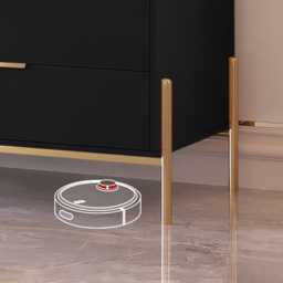 Dolawn Modern 140 cm Black Sideboard Buffet Tempered Glass Doors & Shelf Tray Wine Rack - thumbnail 7