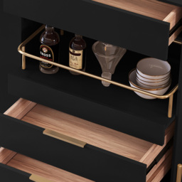 Dolawn Modern 140 cm Black Sideboard Buffet Tempered Glass Doors & Shelf Tray Wine Rack - thumbnail 6
