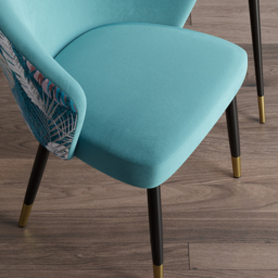 Set of 6 Velvet Dining Chairs Upholstered Modern Greenish Blue Dining Room Chairs with Arm - thumbnail 6