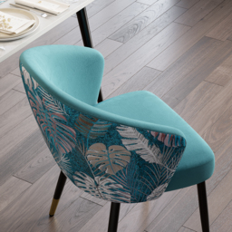 Set of 6 Velvet Dining Chairs Upholstered Modern Greenish Blue Dining Room Chairs with Arm - thumbnail 5