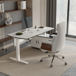 L Shaped Executive Office Desk Standing Desktop with 3 Doors & Drawer White Office Furniture Right Hand  (1600mm) - thumbnail 5