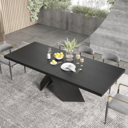 2000mm-2400mm Farmhouse Extendable Black Dining Table Seats 6-8 - thumbnail 1