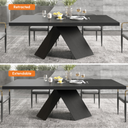 2000mm-2400mm Farmhouse Extendable Black Dining Table Seats 6-8 - thumbnail 3