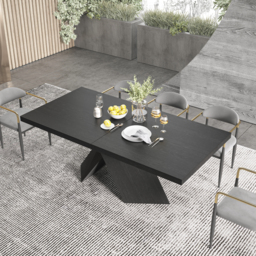 2000mm-2400mm Farmhouse Extendable Black Dining Table Seats 6-8 - thumbnail 2