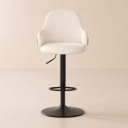 Swivel Bar Stool for Kitchen Island Curved Wing Back White Velvet Adjustable Height - thumbnail 9
