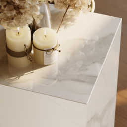 White Sintered Stone Plinth Pedestal Plant Stand & Side Table - thumbnail 6