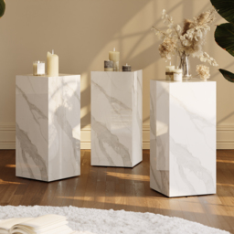 White Sintered Stone Plinth Pedestal Plant Stand & Side Table - thumbnail 8