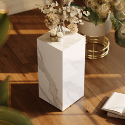White Sintered Stone Plinth Pedestal Plant Stand & Side Table - thumbnail 2