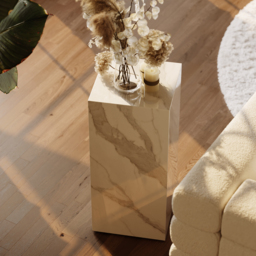 White Sintered Stone Plinth Pedestal Plant Stand & Side Table - thumbnail 3