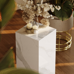 White Sintered Stone Plinth Pedestal Plant Stand & Side Table - thumbnail 4