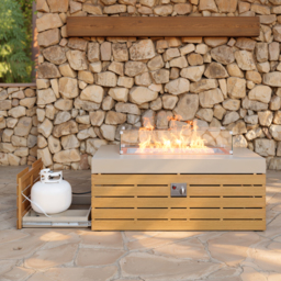 "Tevara Outdoor 47"" Propane Smokeless Aluminium Rectangular Fire Pit Table in Sand" - thumbnail 7