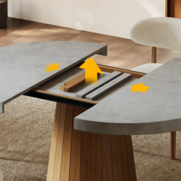 "Extendable Dining Table Set 39""-55"" Japandi Gray Dining Table & 6 Walnut Wood Dining Chairs" - thumbnail 6