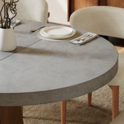 "Extendable Dining Table Set 39""-55"" Japandi Gray Dining Table & 6 Walnut Wood Dining Chairs" - thumbnail 7