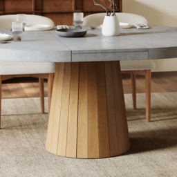 "Extendable Dining Table Set 39""-55"" Japandi Gray Dining Table & 6 Walnut Wood Dining Chairs" - thumbnail 8