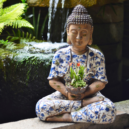 Outdoor Garden Sleeping Buddha Statue Flower Pot Planter Magnesium Oxide Sculpture Decor - thumbnail 1