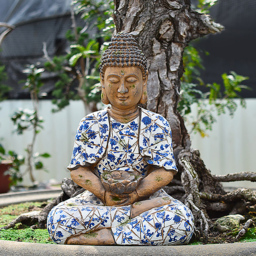 Outdoor Garden Sleeping Buddha Statue Flower Pot Planter Magnesium Oxide Sculpture Decor - thumbnail 4