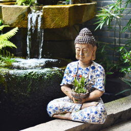 Outdoor Garden Sleeping Buddha Statue Flower Pot Planter Magnesium Oxide Sculpture Decor - thumbnail 3