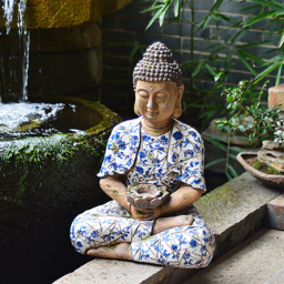 Outdoor Garden Sleeping Buddha Statue Flower Pot Planter Magnesium Oxide Sculpture Decor - thumbnail 5