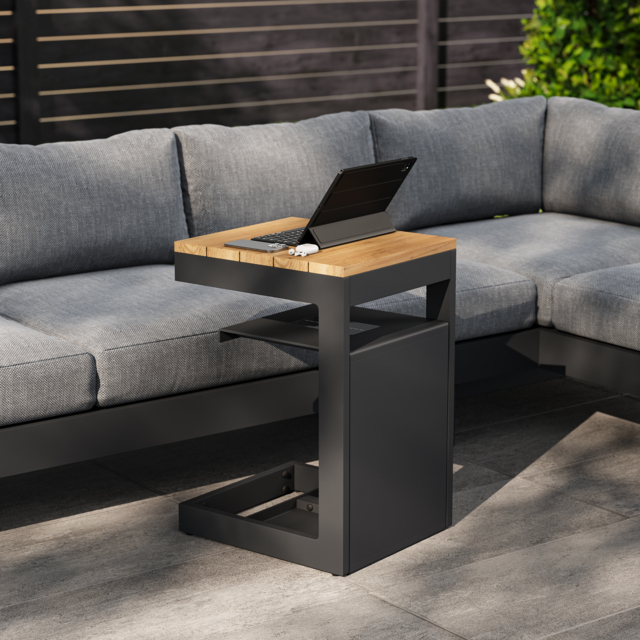 Tevara Outdoor Teak & Aluminium Solar Side Table (43 cm) - image 1