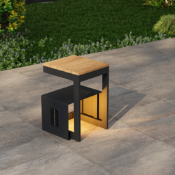 Tevara Outdoor Teak & Aluminium Solar Side Table (43 cm) - thumbnail 3