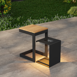 Tevara Outdoor Teak & Aluminium Solar Side Table (43 cm) - thumbnail 4