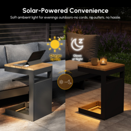 Tevara Outdoor Teak & Aluminium Solar Side Table (43 cm) - thumbnail 9