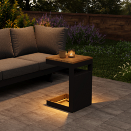 Tevara Outdoor Teak & Aluminium Solar Side Table (43 cm) - thumbnail 2