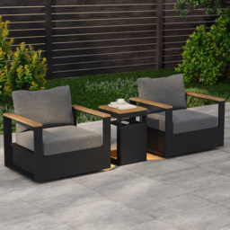 Tevara Outdoor Teak & Aluminium Solar Side Table (43 cm) - thumbnail 6