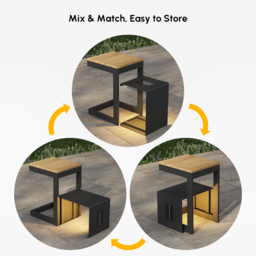 Tevara Outdoor Teak & Aluminium Solar Side Table (43 cm) - thumbnail 8