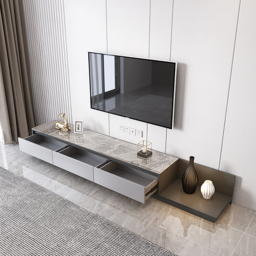 "Fero Modern Black Extendable Stone & Wood TV Stand with 3 Drawers Up to 120""" - thumbnail 5