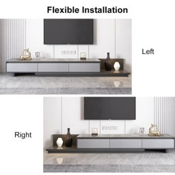 "Fero Modern Black Extendable Stone & Wood TV Stand with 3 Drawers Up to 120""" - thumbnail 8